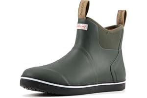 SUREWAY Men's Ankle Fishing Deck Boots for Men-Waterproof,Professional Non-Slip Soles for Wet Slippery Surface,Neoprene Rubber Rain Boot/Shoes for Hunting Boating Gardening