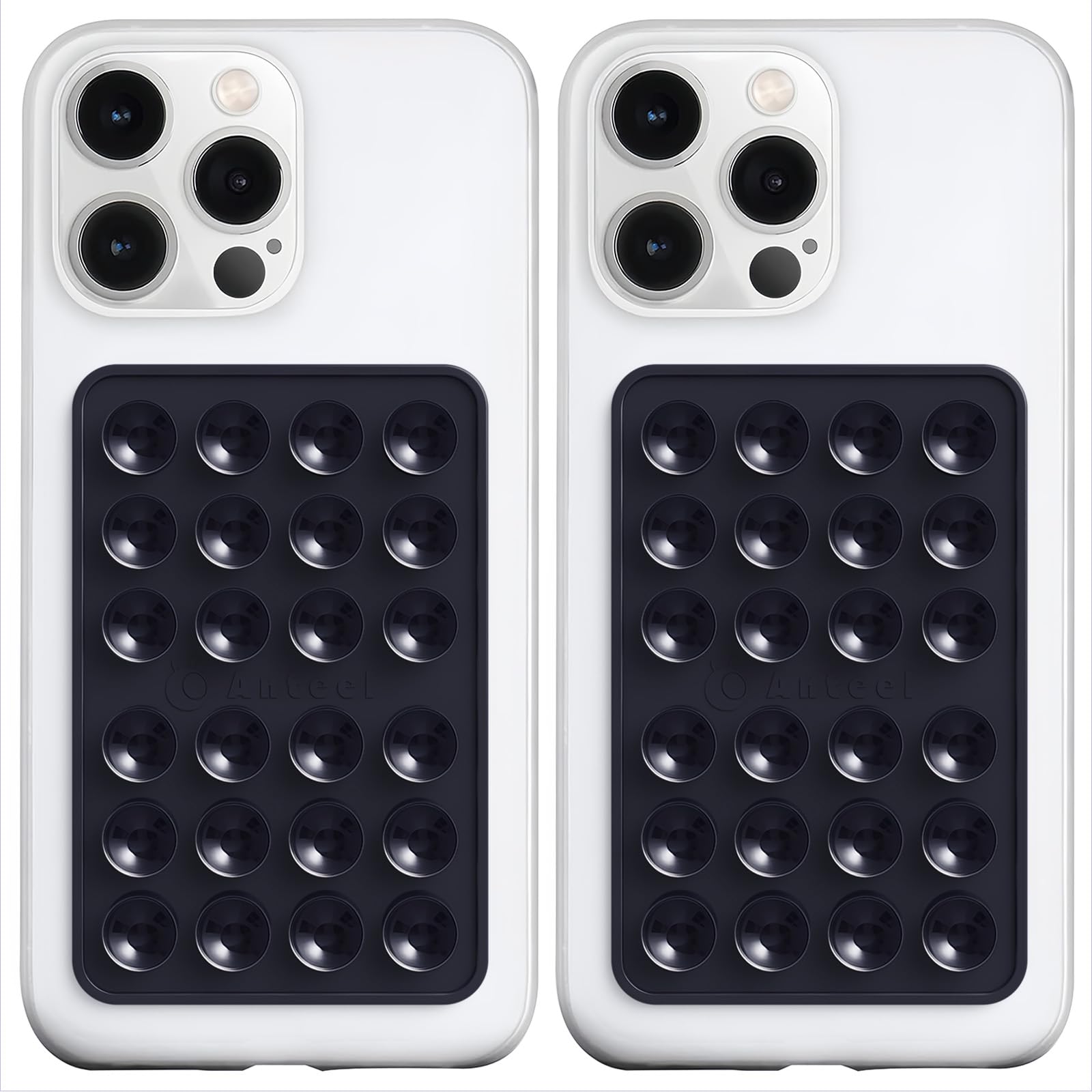 PKYAA Anteel Silicone Suction Phone Case Adhesive Mount, Upgraded Super Strong Grip, Durable, Easy to Use, Hands-Free Sticky Phone Holder for Selfies, Tiktok Videos, 2.56"x3.94" (BLK&BLK)