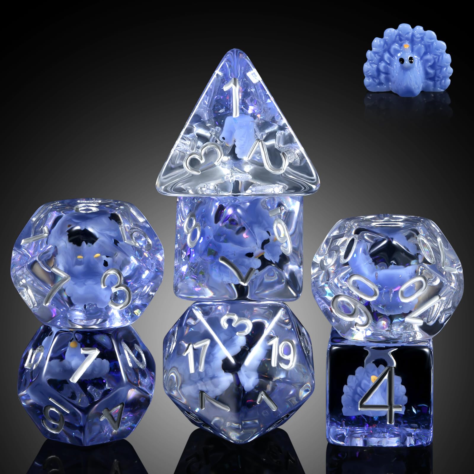 Peacock DND Dice, DNDND Resin Dice Set with Velvet Bag for Dungeons and Dragons D&D Role Playing Games and Tabletop Games(Peacock — image 1