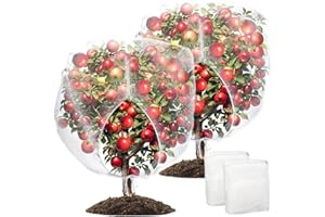 wohohoho 2Pcs 6.6 x 6.6ft Large Fruits Tree Netting, Insect Bird Barrier Tree Net with Drawstring and Zipper, Plant Cover Tre