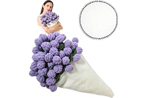 Betoom Crochet Flower Bouquet Blanket with 68 Handmade Flowers, 43 Inch Round Knitted Throw, for Mother's Day, Wedding Annive