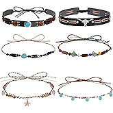 Haakong 6 Pcs Cowboy Hat Bands Beaded Hat Bands for Women Men Straw hats Ethnic Western Cowboy Decorative Accessories