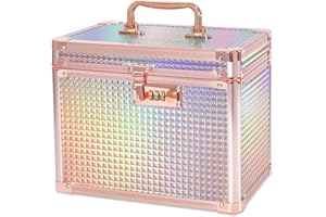 BUANSON Security Lock Boxes (Rose Gold),Lockable Storage Box Medicine,Code Lock Box Jewelry,Combination Lock Box for Office,Cosmetic Storage Box-7.25"x7.75"x10"
