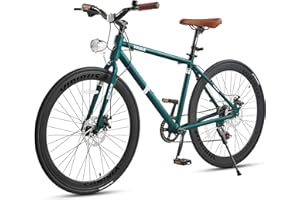 VIRIBUS Hybrid Bikes, 28 inch Mens Bike with Lightweight Aluminum Frame, 700C Bikes for Tall Men, 7 Speed Vintage Retro Hybrid Bicycles for City Commuters, Adult Bike, Male Road Bike for Fitness