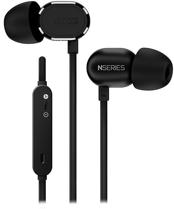 AKG N20U Hochwertiger In-Ear Kopfhörer mit Gewirrfreiem Cord-Kabel, Universeller In-Line 3-Tasten Fernbedienung/Mikrofon Komp