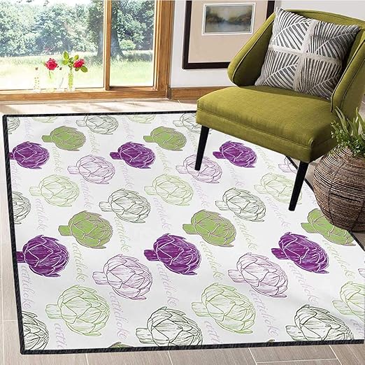 Artichoke, Alfombra de área Kilim, Estilo boceto, Verduras Hechas a