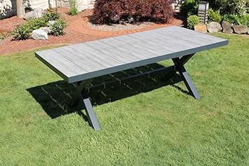 Amazon De Beauty Scouts Gartentisch Stylight Tisch Aluminium Keramik Holzoptik Grau Wetterfest Standfest 205x101x75 Cm