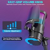 Zealsound KM8 USB Microphone RGB Studio Mic with Gain Mute Noise Cancellation view 6