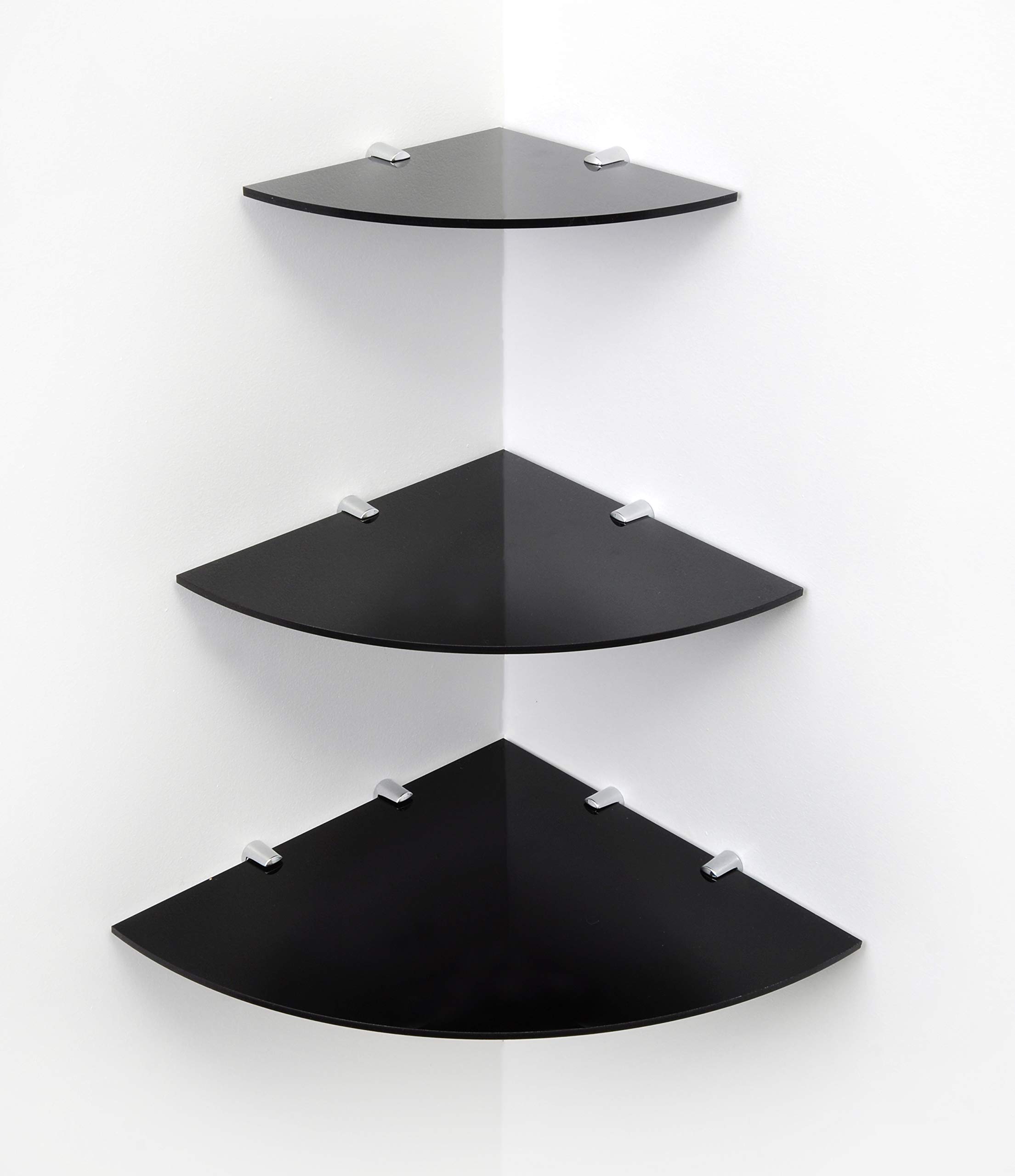 BSM Marketing Cascading Acrylic Corner Shelves Black White And Clear (Black)