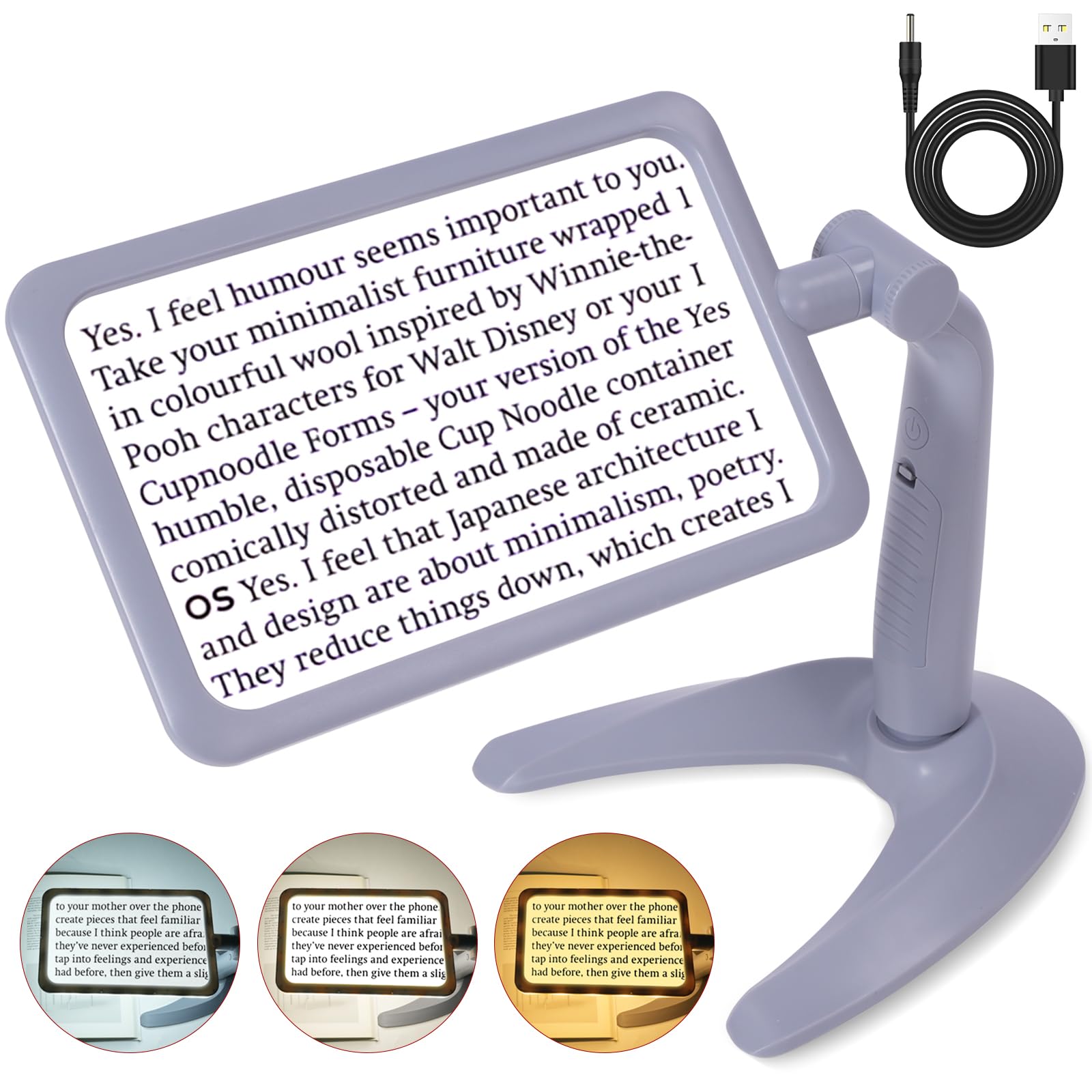 Photo 1 of Amoper 2.5X Magnifying Glass with Light and Stand, Full-Page Desktop Handheld Magnifying Glass with 48 Light for Reading Books Close Work, Powered by USB or Battery