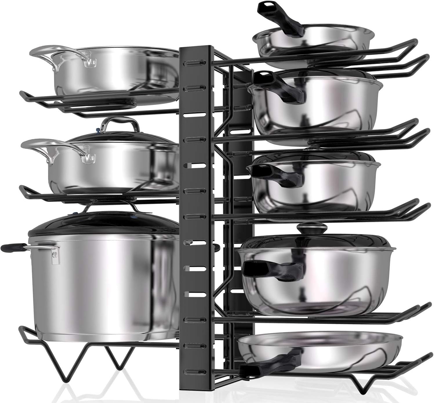 Msbenick Pan Rack Organizer, Spacing Adjustable, 3 DIY Methods, Kitchen Cabinet Organization, Pot Lid Cookware Holder
