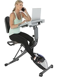 Exerpeutic ExerWorK 1000 Fully Adjustable Desk Folding Exercise Bike with Pulse