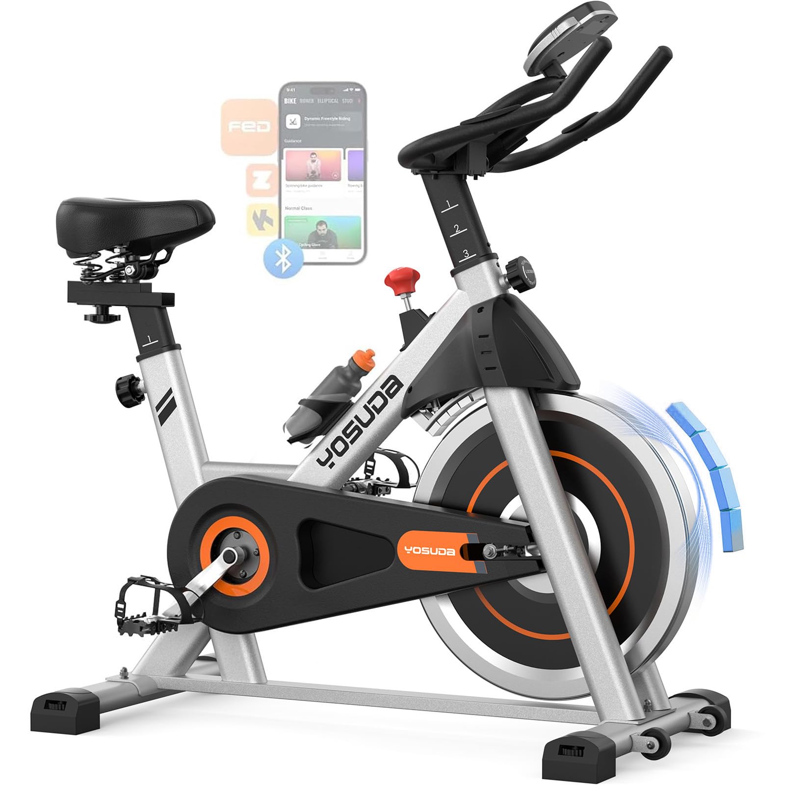 YOSUDA PRO Magnetic Exercise Exercise Bike for Home, Stationary Indoor Cycling Bike with Exclusive App, 300 LB Weight Capacity, Quiet Magnetic Resistance, Spin Bike for Weight Loss & Cardio Training