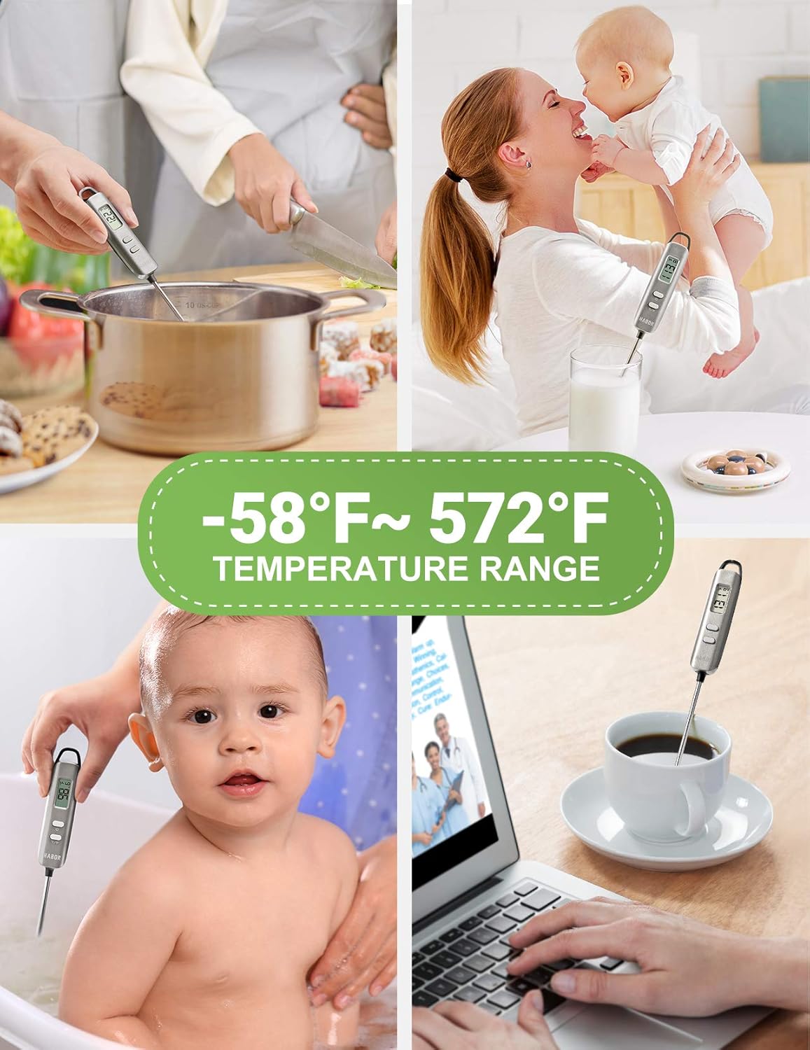 Habor 022 Meat Thermometer, Instant Read Thermometer Digital Cooking Thermometer, Candy Thermometer with Super Long Probe for Kitchen BBQ Grill Smoker Meat Oil Milk Yogurt Temperature: Kitchen & Dining