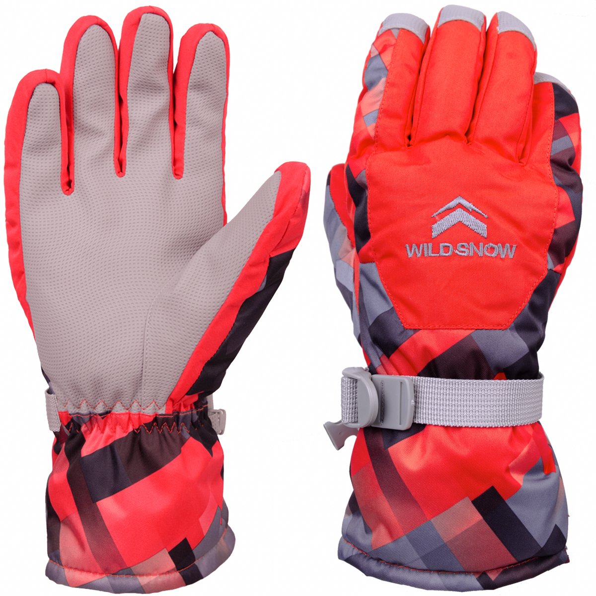 WILD SNOW Men\'s Ski Gloves Winter Waterproof Windproof Glove for Cycling Snowboarding and Working Size XL (Red3)