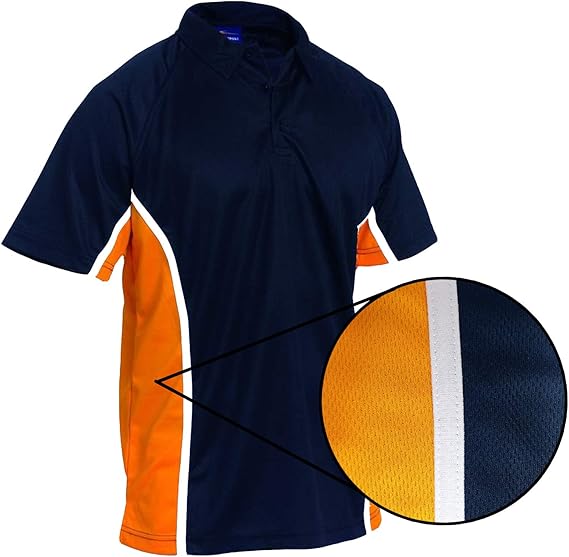 Academy Sportswear Sports Polo Shirts Navy/Gold/White Colour Good for