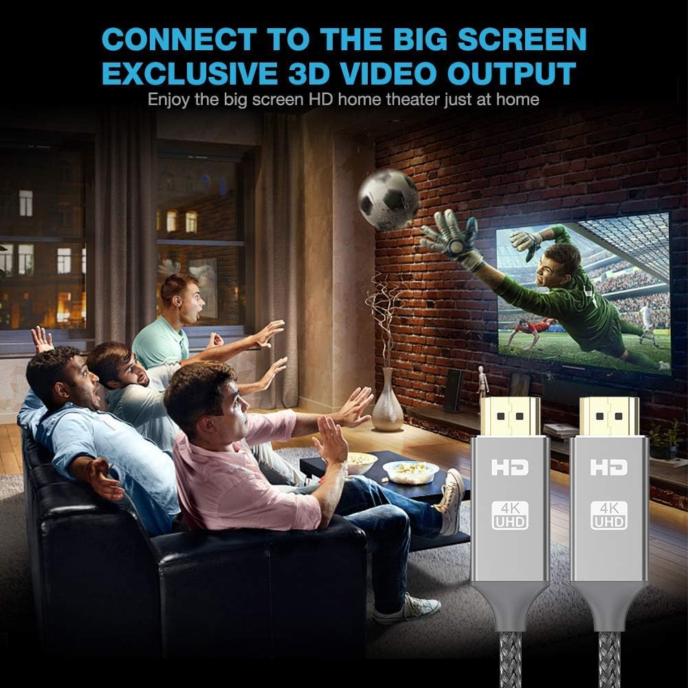 4K HDMI Cable 6.6 ft,Capshi High Speed 18Gbps HDMI 2.0 Cable,4K, 3D, 2160P, 1080P, Ethernet - 28AWG Braided HDMI Cord - Audio Return(ARC) Compatible UHD TV, Blu-ray, PS4, PS3, PC: Electronics