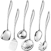 Kitchen Utensil Set, 304 Stainless Steel 6 Pcs Cooking Utensils Set with Spatula, Solid Spoon, Ladle, Skimmer, Spaghetti Spoo