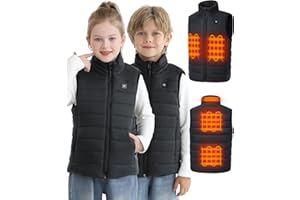 Hecusma Kids Heated Vest with 7.4V 12000mah Battery Pack Included, Heated Vest Kids with 5 Heating Zones for Boys, Girls