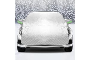 AmFor Housse de pare-brise de voiture de 101,6 x 204,7 cm avec housses de rétroviseurs latéraux, 4 couches de protection cont