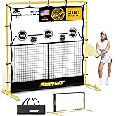 Portable Pickleball Training Net, 2in1 Solo Rebounder Net System for Dinks Volleys Tennis, USAPA Approved Accuracy Trainer Equipment with Carry Bag, Outdoor & Indoor Prefer Backyard