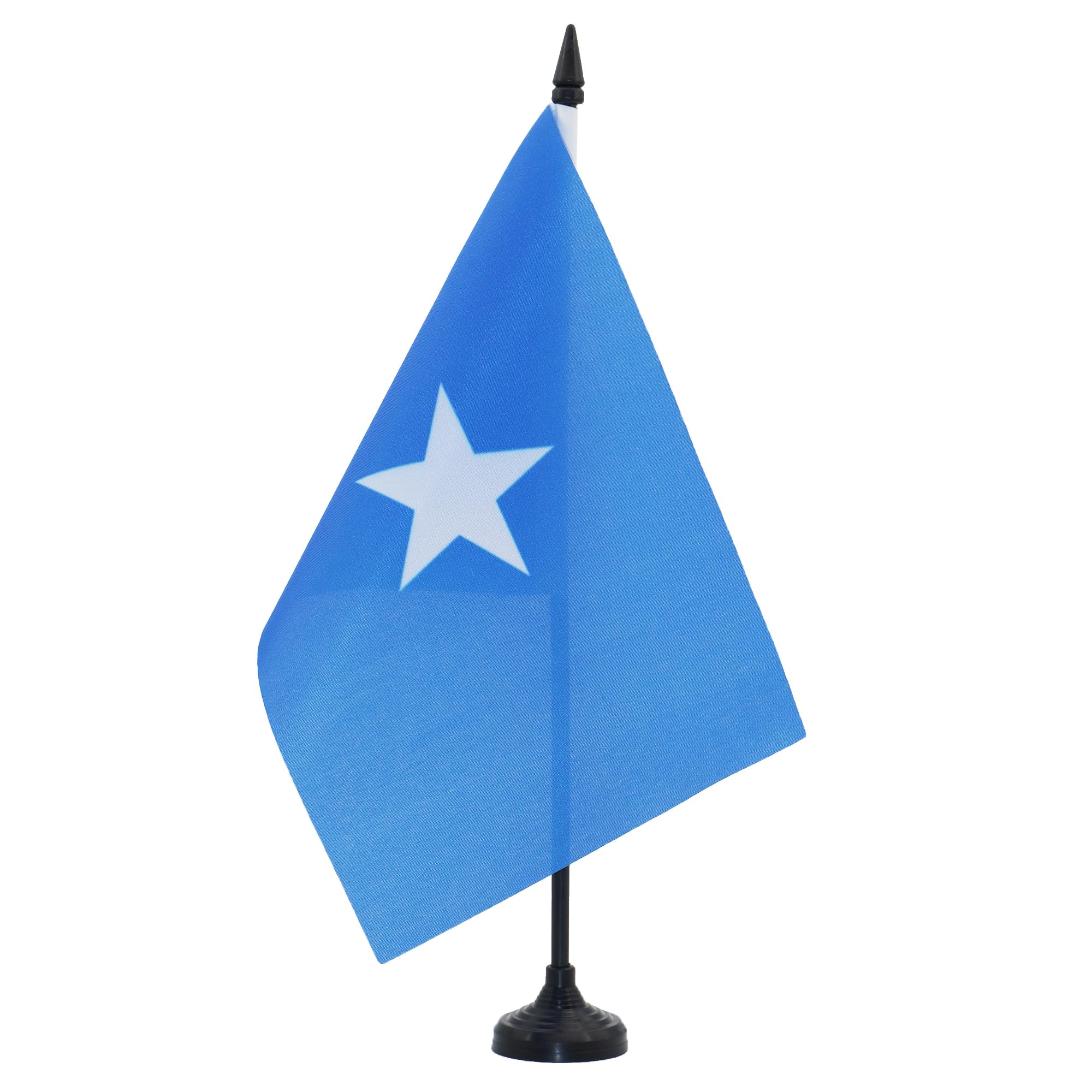 AZ FLAG Somalia Table Flag 5'' x 8'' - Somali Office Decoration 100% Polyester 21 x 14 cm - Mini Desk Flag with Pole and Black Plastic Base