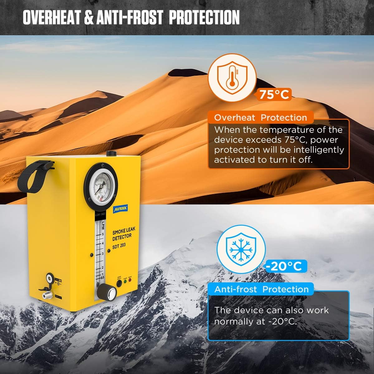 AUTOOL SDT 203 Portable Smoke Leak Detector,Automotive Smoke EVAP Leaks Testing Machine Pipes