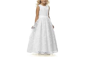 ABAOWEDDING A line Wedding Pageant Lace Flower Girl Dress with Belt 2-12 Year Old