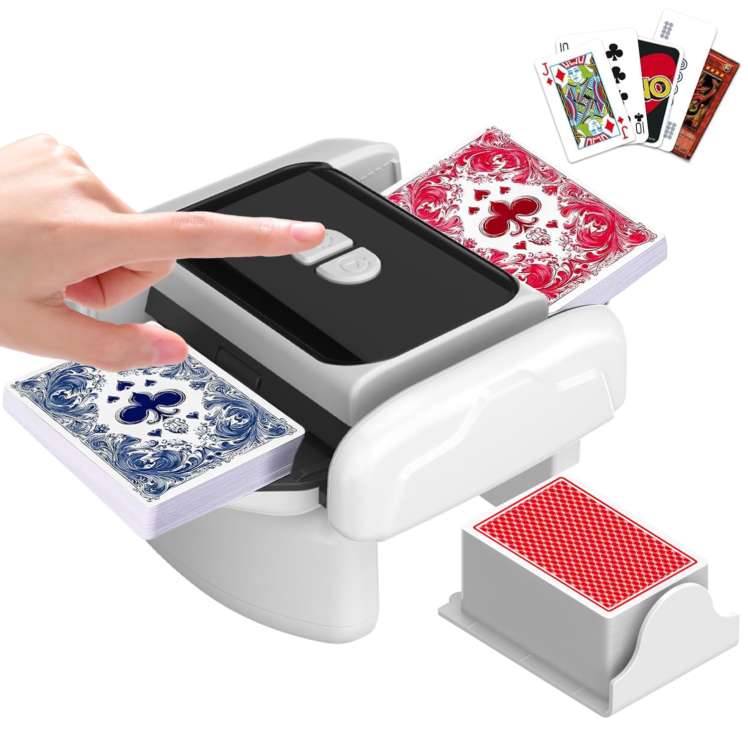 Photo 1 of QWUE Card Shuffler - Automatic Card Shuffler Low Noise, Electric Shuffling Machine for 1-2 Decks, Rechargeable Portable Card Shuffler for Poker, UNO, Blackjack, Skip-Bo, Phase 10