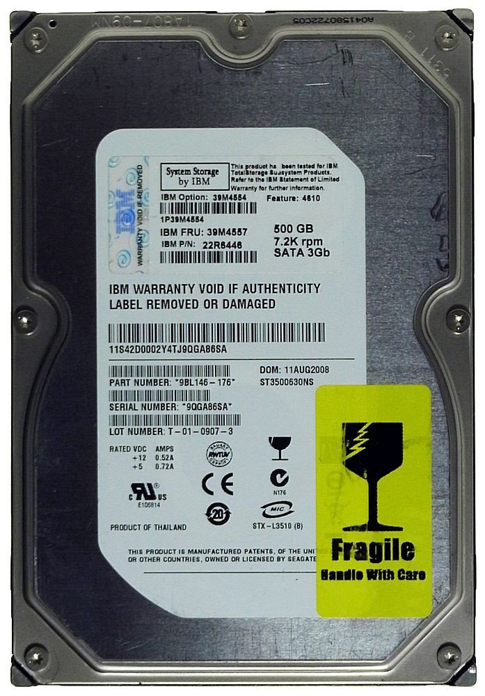 IBM ST3500630NS 500GB 7.2 K 22R6446 FRU 39 M4557 SATA Hard Drive ID14644