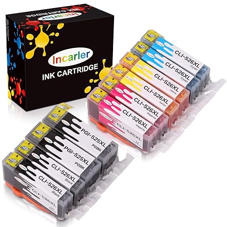 Incarler PGI-525 CLI-526 Ersatz für Canon 525 526 Druckerpatronen Kompatibel mit pixma mg5350 mg5250 mg6150 mg5150 mg5200 mg5