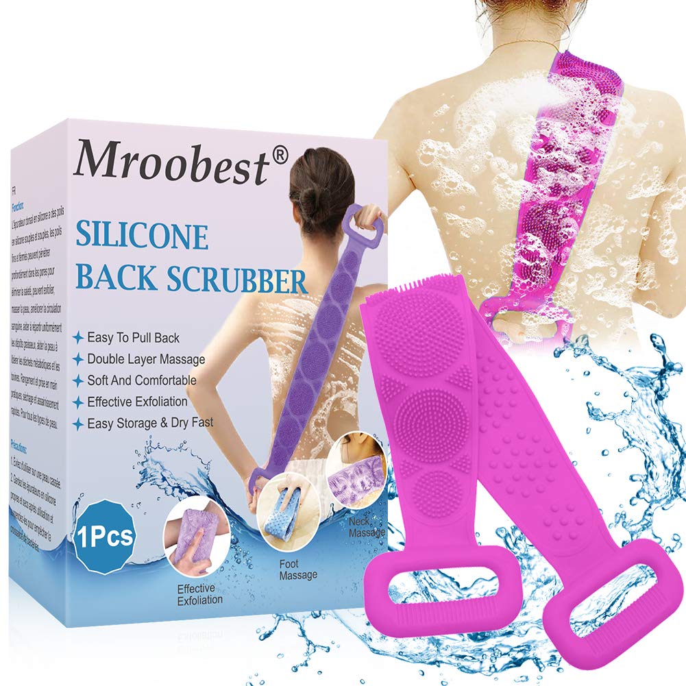 Silicone Bath Body Brush, Exfoliating Silicone Body Back Scrubber, Deep Clean Back Acne & Bacne, Extra Long and Super Soft, Suitable for Women ＆ Men : Beauty
