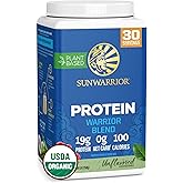 Vegan Organic Protein Powder Plant-based | BCAA Amino Acids Hemp Seed Soy Free Dairy Free Gluten Free Synthetic Free NON-GMO | Unflavored 30 Servings | Warrior Blend by Sunwarrior