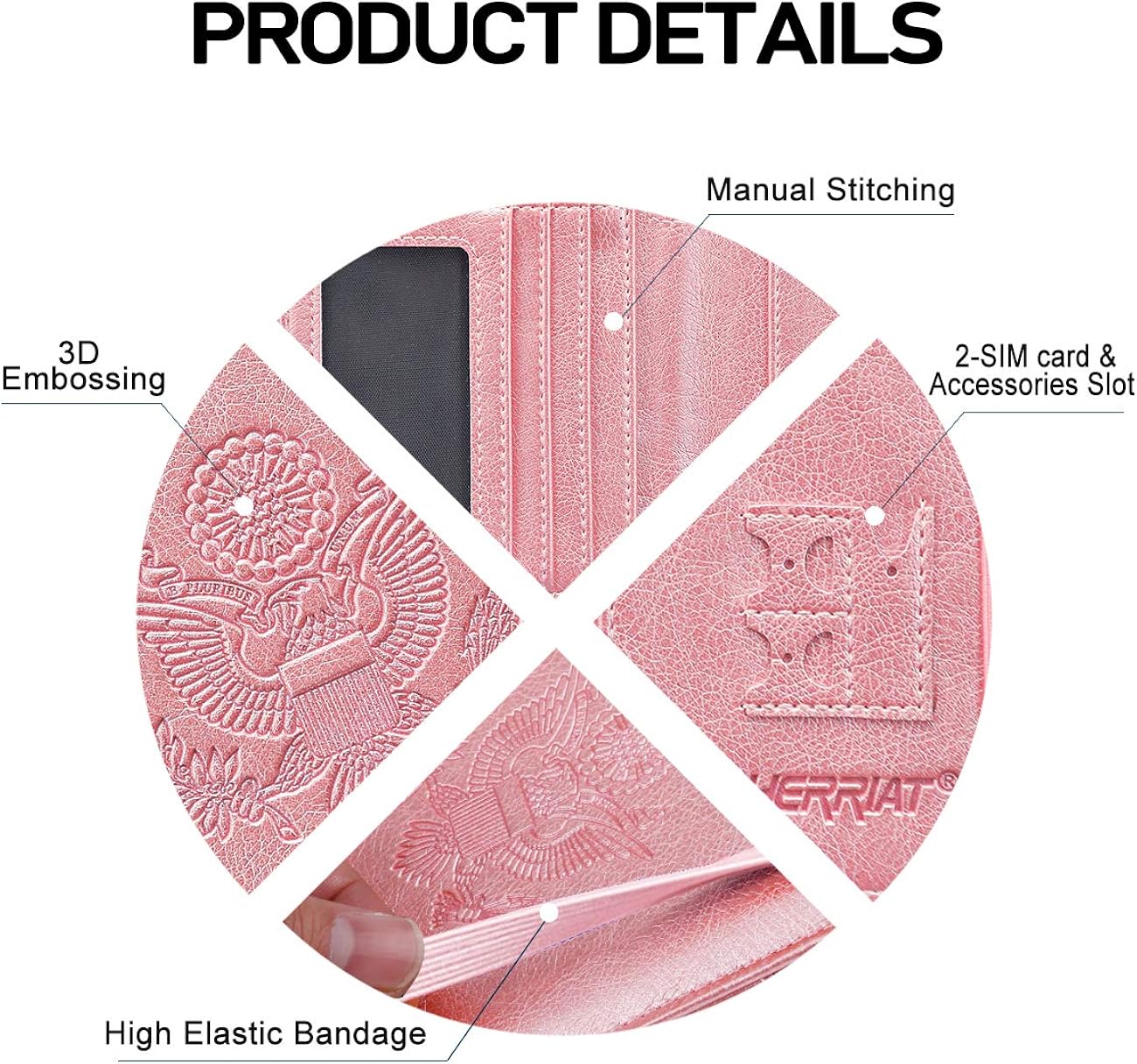  | HERRIAT Leather Passport Holder Cover Case RFID Blocking Travel Wallets Card Case for Women Men(Rose Gold) | Passport Covers