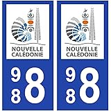 Autocollants Département 988 (Nouvelle-Calédonie) - Pack De 2 Stickers Style Plaque D'immatriculation Pour Auto