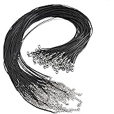 100 Pcs 24" 1.5mm Black Waxed Necklace Cord String Bracelet Faux Leather Chain Clasp Bulk for Jewelry Making Supplies Accessories