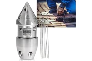 AUGSMIAR 3/8 NPT, 70 L/min Sewer Jetter Rotating Nozzle - Stainless Steel, Drain Pipe Cleaning for 70 L/min Pressure Washer