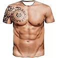 Sasens Fashion 3D Muscle Printed Men's Short Sleeve T-Shirt Casual Funny Pattern Men's Short-Sleeved Shirt T-Shirt
