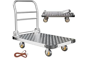 Noliven Heavy Duty Foldable Platform Truck, 2000 LBS Steel Platform Truck 36 x 24in Flat Cart Hand Trucks, Foldable Push Doll