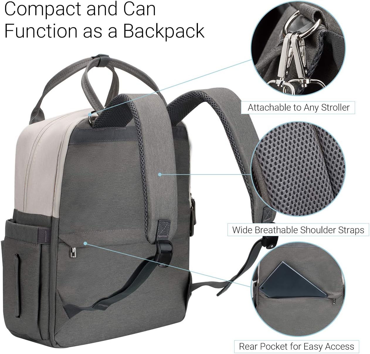 Unisex Nappy Travel Maternity Tote Baby Bag Multi-Pockets Large Capacity with Insulated Pocket Stroller Straps with Side Tissue and Back Pocket COSYLAND Diaper Bag Backpack with Laptop Pocket