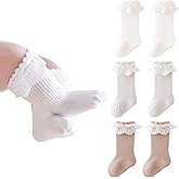 Apone Fatu Baby Knee High Socks Non Slip Grip Ankle Socks Ruffled Long Stockings for Infants Toddlers Kids Boys Girls Spring