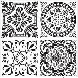 Autoadhesivas de PVC pegatinas piso impermeable blanco y negro a