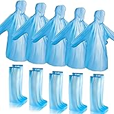 SATINIOR 24 Pack Waterproof Disposable Rain Poncho Sets Include 12 Rain Disposable Poncho and 12 Pairs Shoe Boot Covers for Adults Women Men(Blue)