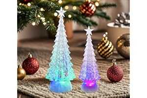 GLEXPFESTI Christmas Tree Decoration RGB Coloring Lighting Changing 3AAA Battery Operated with 6H Timer for Christmas Festival Decorations Gifts (Two Trees)