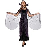 EraSpooky Women's Vampire Costume Halloween Suit Gothic Dress Victorian Vampiress Bat