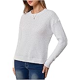 WDIRARA Women's Round Neck Long Sleeve Sweater Casual Pullovers Knitted Top