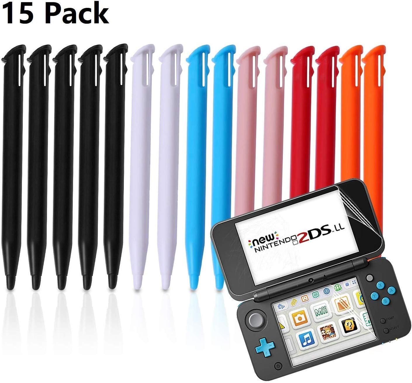 Yizerel Stylus Pen for new 2DS XL, 15 Pcs Colorful Plastic Replacement