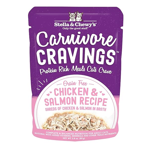 STELLA & CHEWY’S, CAT CARNIVORE CRAVINGS CHICKEN/SALMON POUCH,...