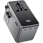 Minthouz Universal Travel Adapter, International 140W Power Adapter GaN PD Fast Charger with 3 USB-C PD & 1 USB-A Port, All-in-One Portable AC Worldwide Power Converter Plug for USA EU UK AUS and More