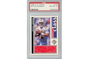 HOFSM.COM HALL OF FAME SPORTS MEMORABILIA Graded 1998 Upper Deck UD Choice Peyton Manning #193 Rookie RC Football Card PSA 10 Gem Mint